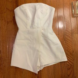 Strapless Structured White Romper